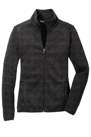 Black full-zip fleece jacket with personalization name and logo