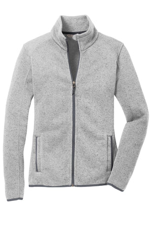 Gray full-zip fleece jacket with personalization name and logo
