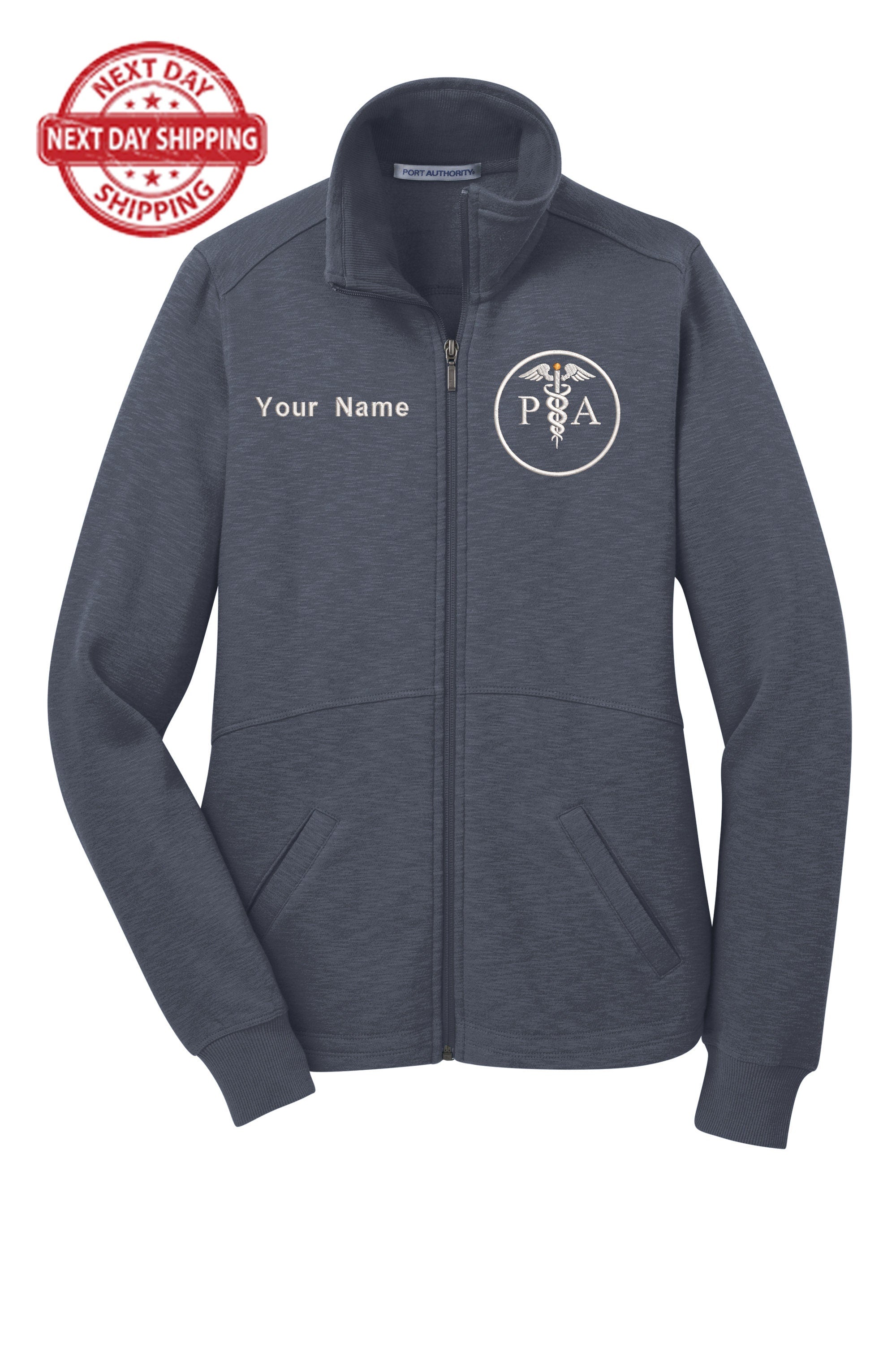 Personalized Embroidery Fleece Jacket for Female PA. Female physician assistant Fleece Jacket. Female PA Full Zip Fleece Jacket. PA gift.