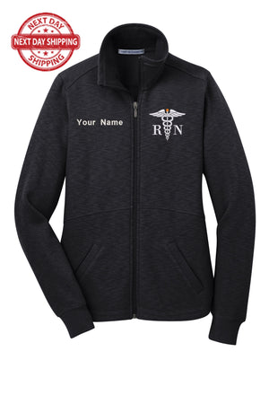 Personalized Embroidery Fleece Jacket for Female RN. Female Nurse Fleece Jacket. Female RN Full Zip Fleece Jacket. Nurse gift. RN gift.