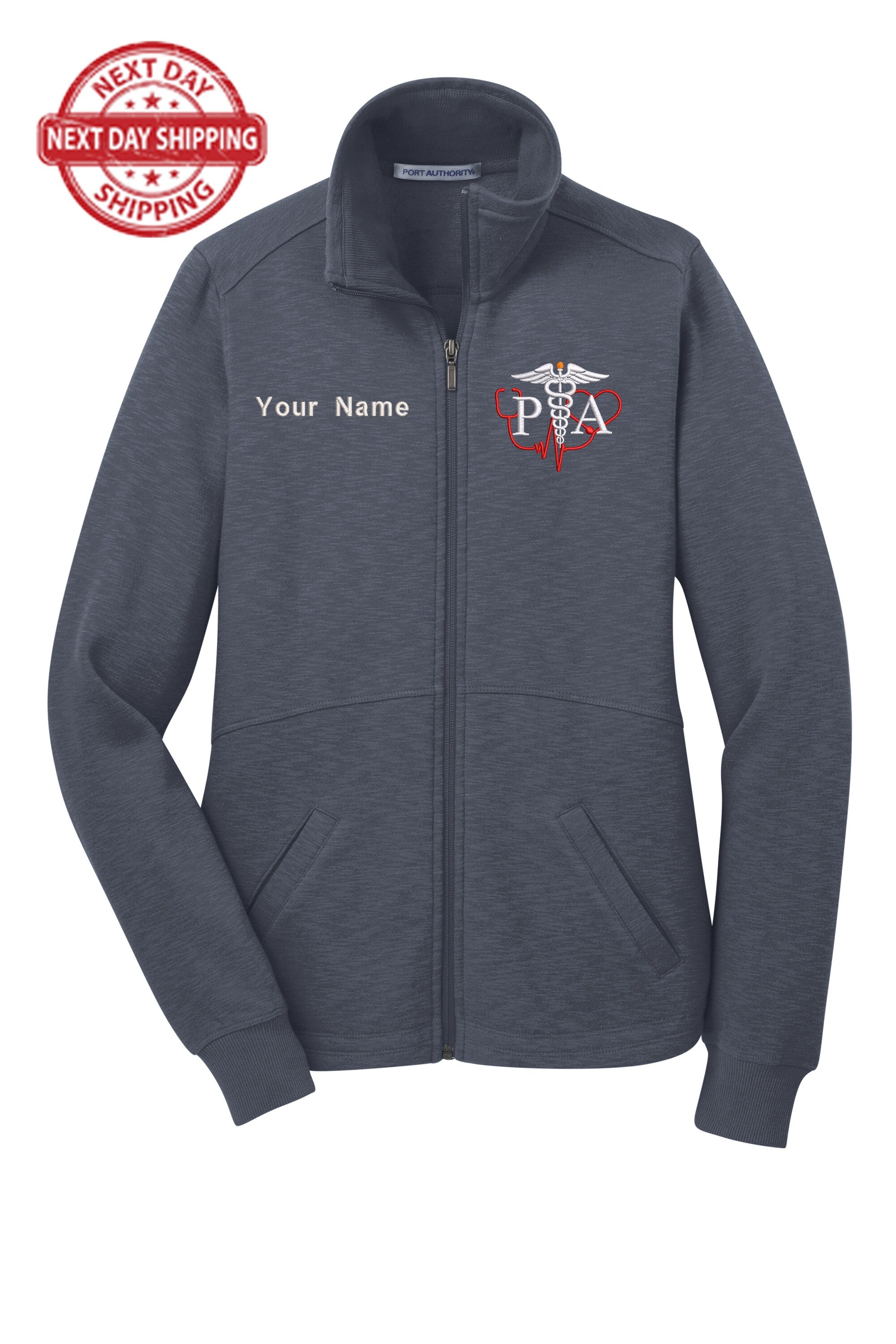 Personalized Embroidery Fleece Jacket for Female PA. Female physician assistant Fleece Jacket. Female PA Full Zip Fleece Jacket. PA gift.