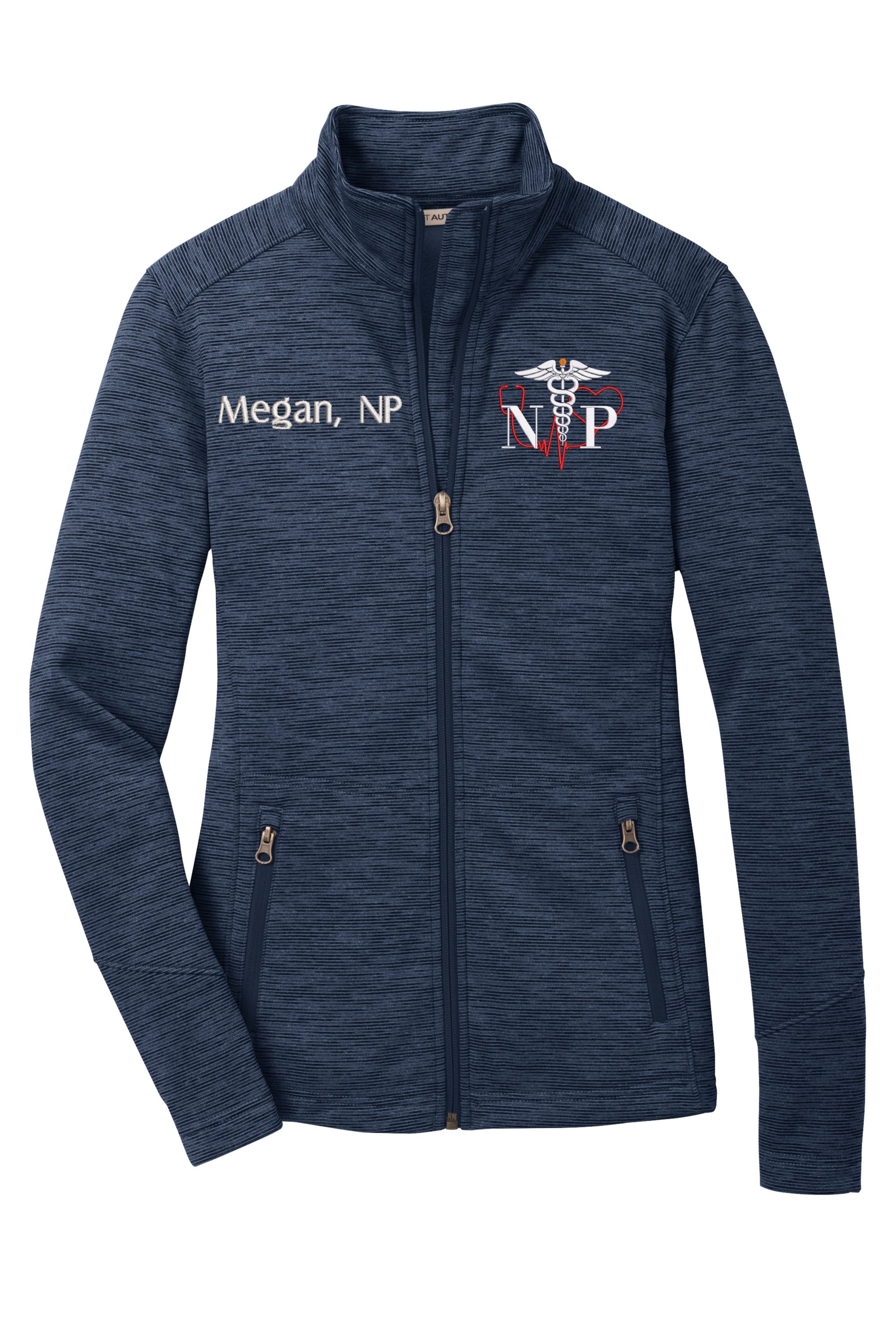 Nurse Practitioner Custom Embroidery Female Jacket. Female NP Fleece Jacket. Female FNP Full Zip Fleece Jacket. Nurse gift. NP gift. SOLONPL231