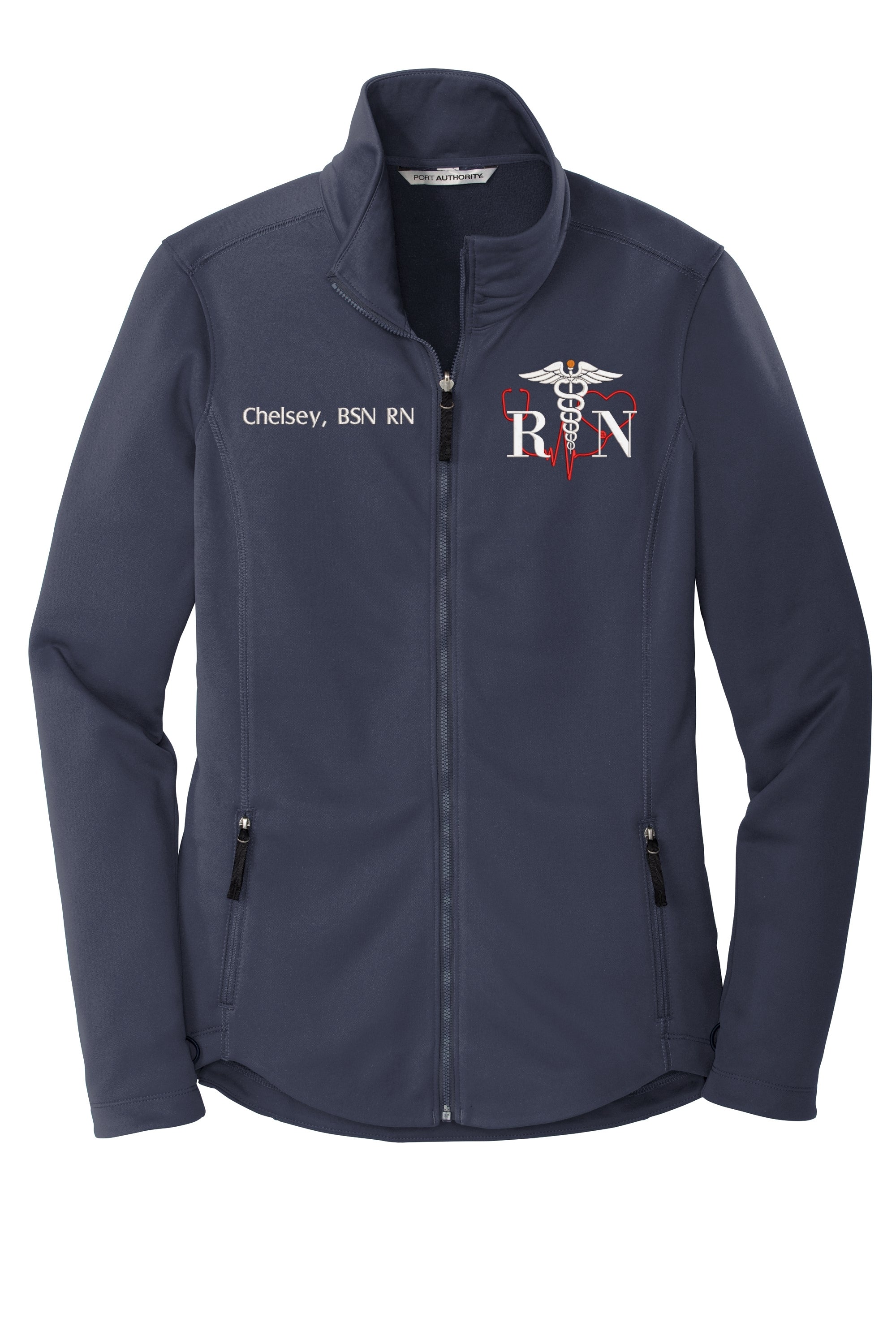 Custom Embroidery smooth Fleece Jacket for Female RN. Female Nurse Fleece Jacket. Female RN Full Zip Fleece Jacket. Nurse gift. RN gift. SOLOL904