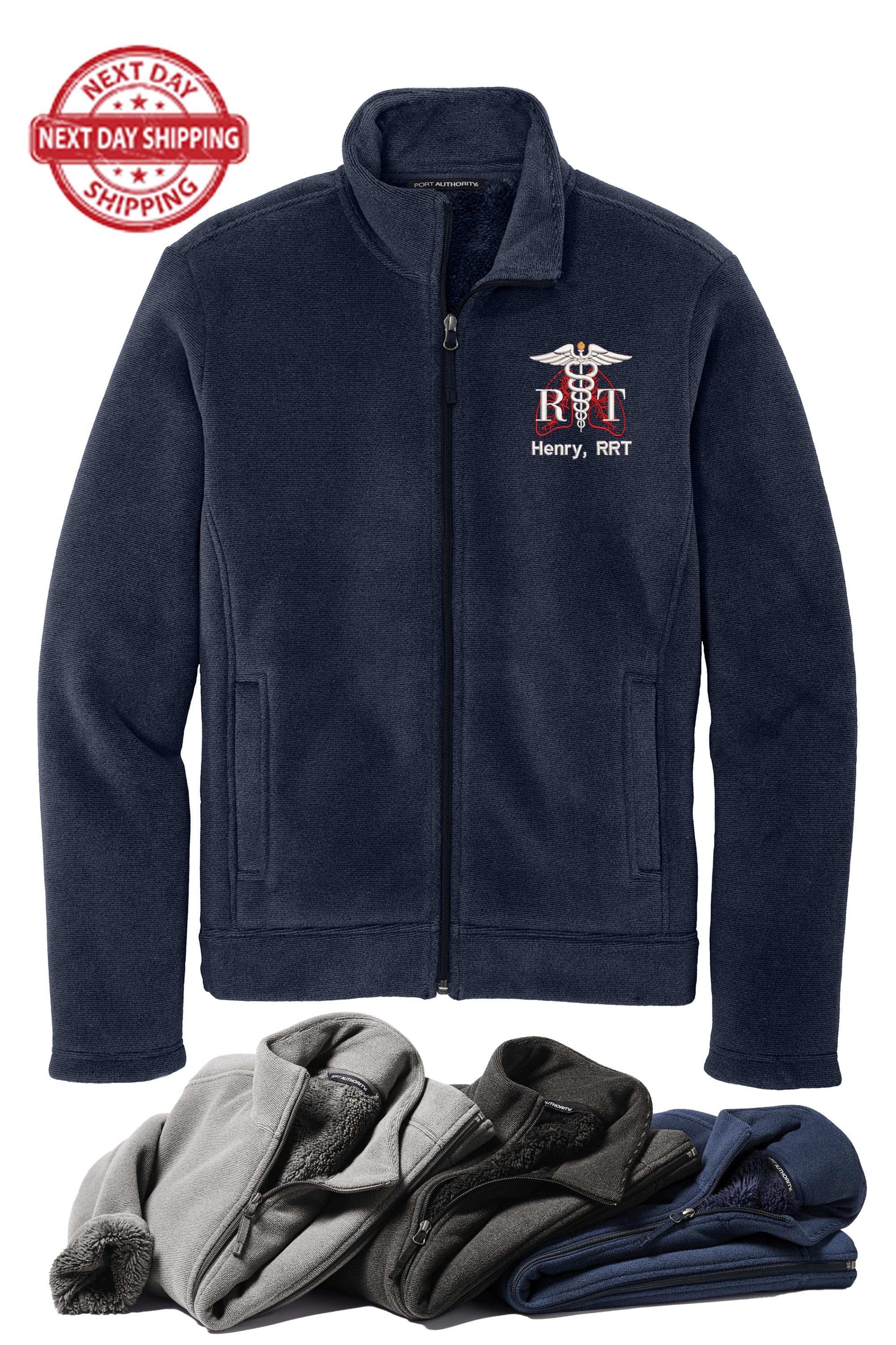 Respiratory - Ultra Warm Brushed Fleece Jacket, Port Authority® High-Pile Polyester Fleece Coat, Plush Striped Pattern Outdoor Jacket, Stretchable Winter Wear