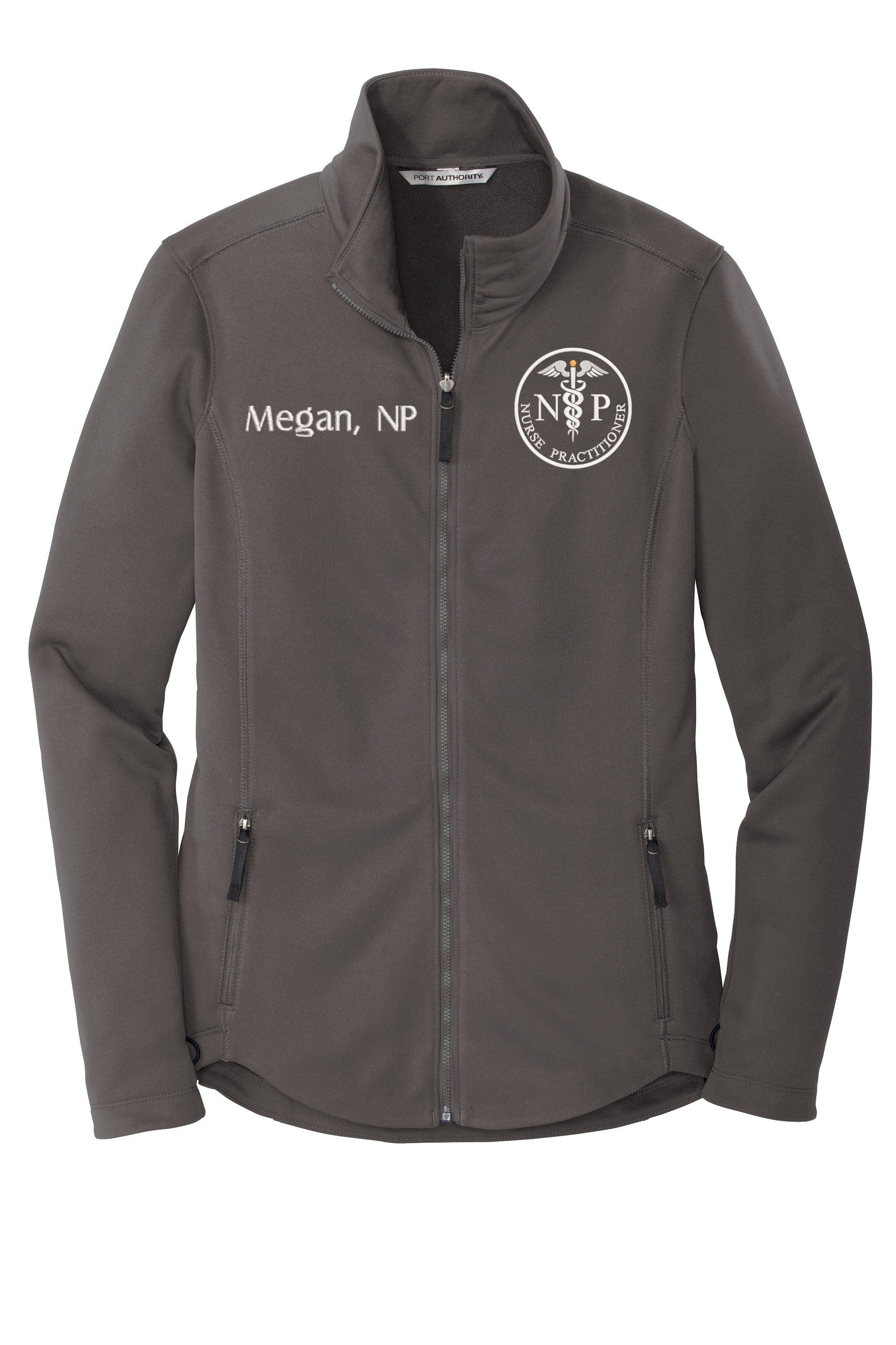 Custom Embroidery Smooth Fleece Jacket for Female NP. Female Nurse Fleece Jacket. Female NP Full Zip Fleece Jacket. Nurse Practitioner gift. NP gift. SOLONPL904