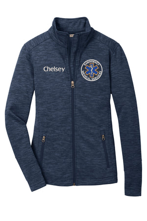 Navy blue jacket with personalized name and EMS logo