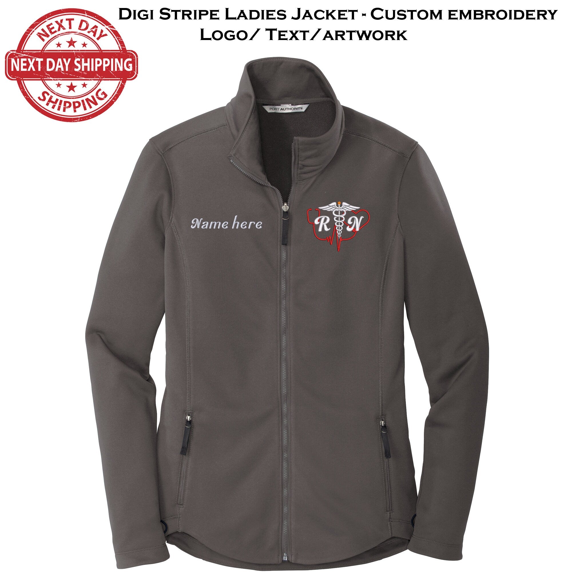 Custom Embroidery smooth Fleece Jacket for Female RN. Female Nurse Fleece Jacket. Female RN Full Zip Fleece Jacket. Nurse gift. RN gift