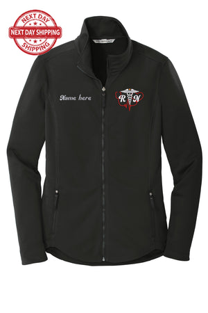 Custom Embroidery smooth Fleece Jacket for Female RN. Female Nurse Fleece Jacket. Female RN Full Zip Fleece Jacket. Nurse gift. RN gift