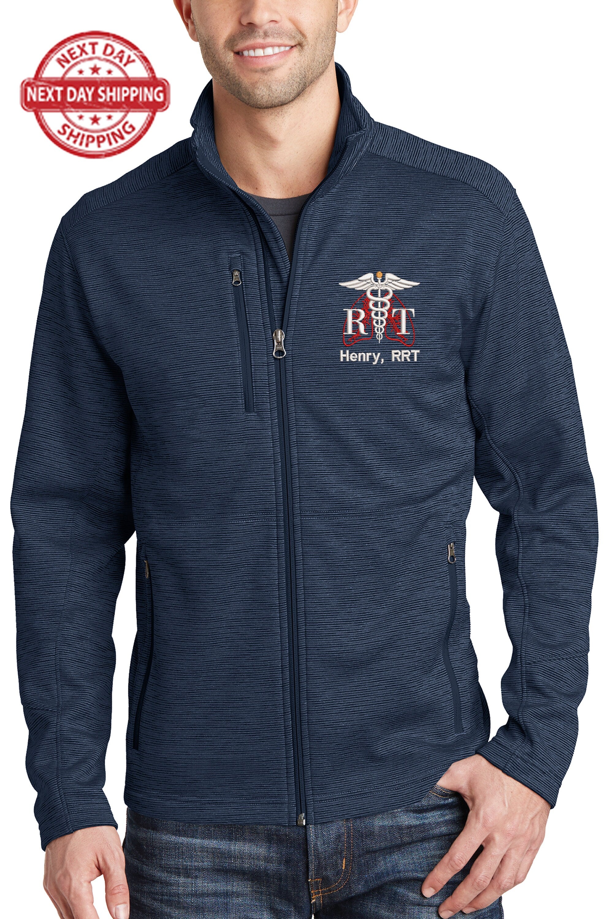 Custom Embroidered Respiratory Jacket, Port Authority Digi Stripe Fleece, Stylish Office & Workout Wear