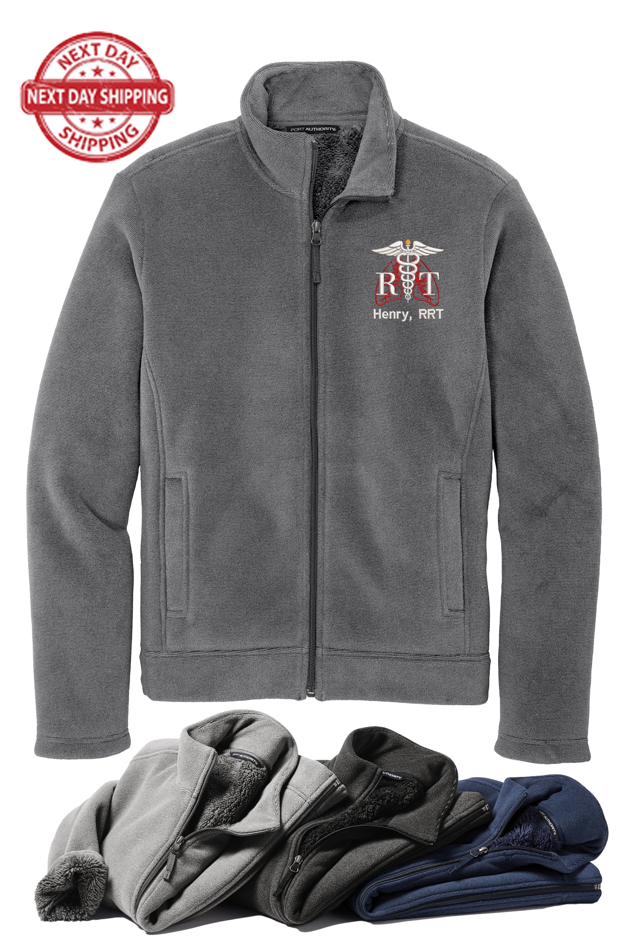 Respiratory Therapist Ultra Warm Brushed Fleece Jacket, High-Pile Polyester Fleece Coat, Plush Striped Pattern Outdoor Jacket, Stretchable.