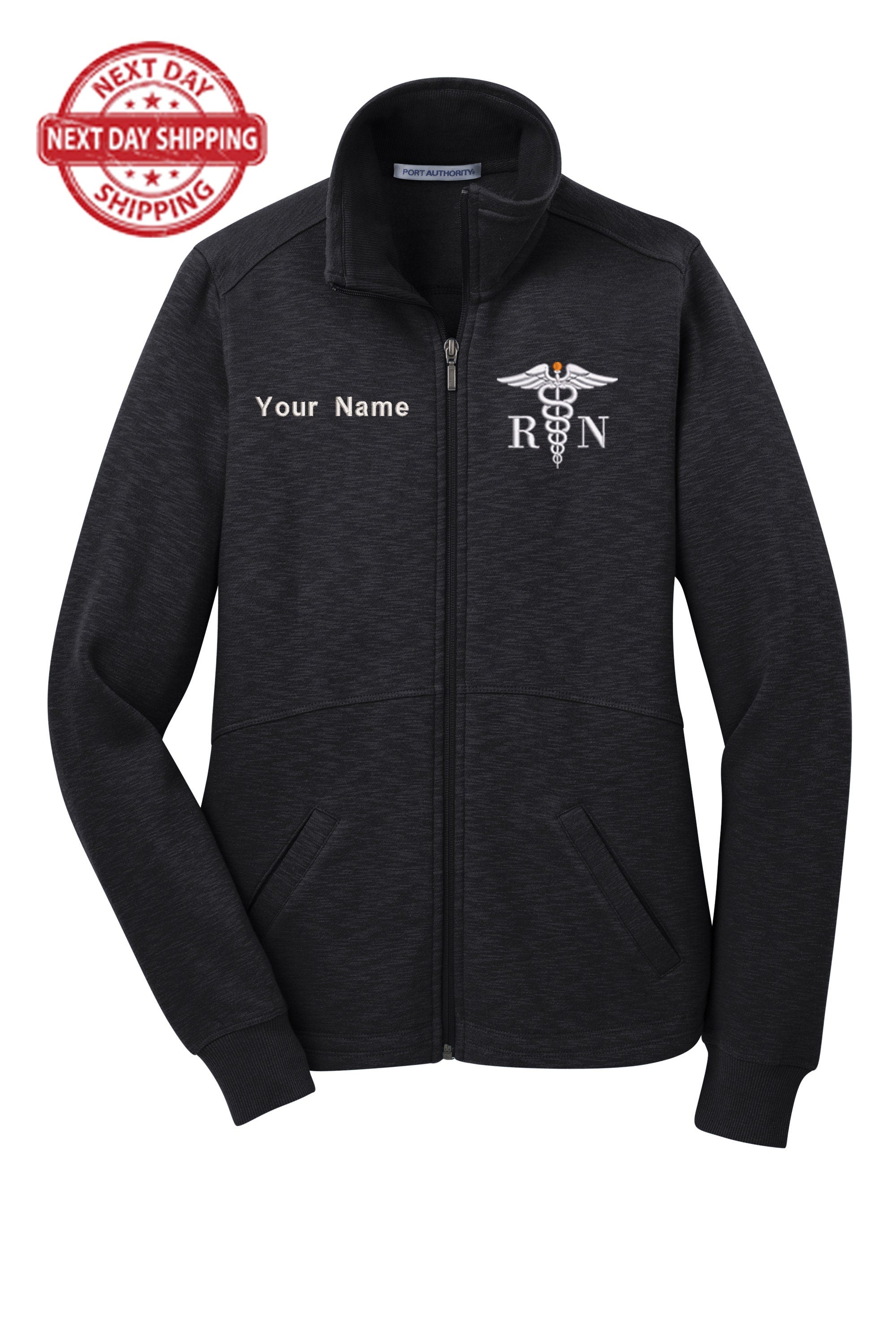 Personalized Embroidery Fleece Jacket for Female RN. Female Nurse Fleece Jacket. Female RN Full Zip Fleece Jacket. Nurse gift. RN gift.
